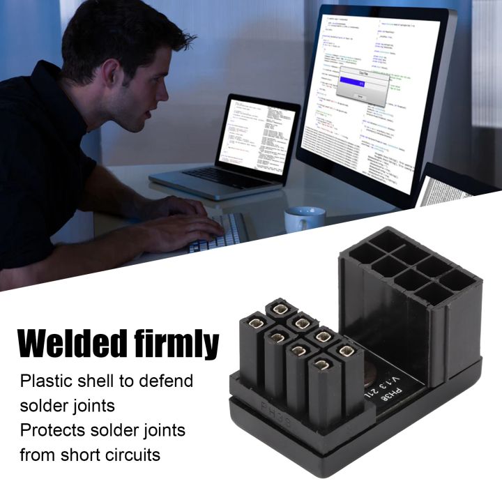 Graphics Card 8pin U Turn, Environmental Friendly 180 Degree Angled Adapter for Desktops Graphics Card