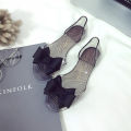 Cross-border Korean version of beach bow plastic transparent spiral fashion sandals, women's shoes, flat jelly shoes, fish toe shoes.