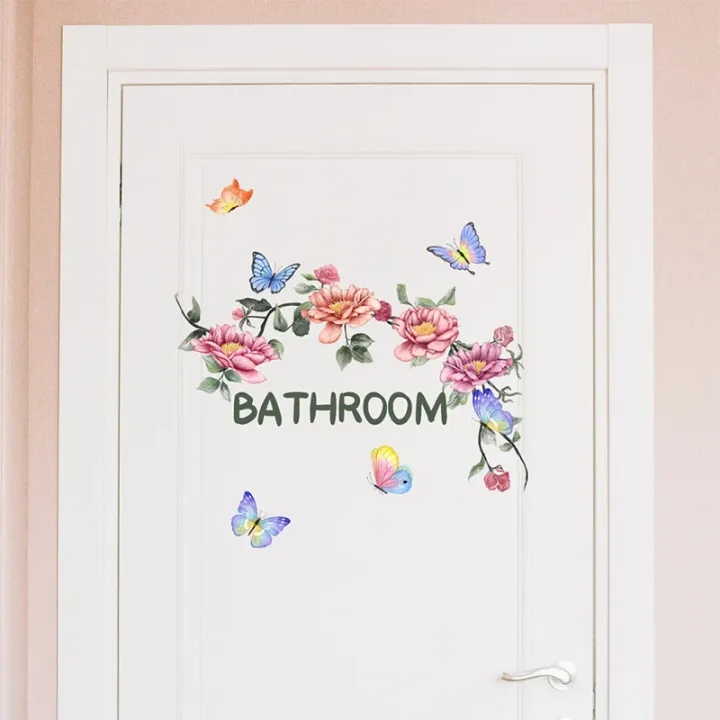 Beautiful%20Butterfly%20Flower%20Wall%20Stickers%20Toilet%20Bathroom%20Door%20Decoration%20Mural%20Home%20Decor%20Self-adhesive%20Beautify%20Wallpaper%20Fayshow%20-%20Image%203