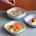 10Pcs Square Wheat Straw Plates Salad Bowl Reusable Food Serving Dishes with Rack_Best Rate. 