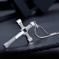Fast and Furious Cross Pendant Couple Necklace for Men Women Personality Stainless Steel Crystal Zircon Choker Chains Jewelry. 