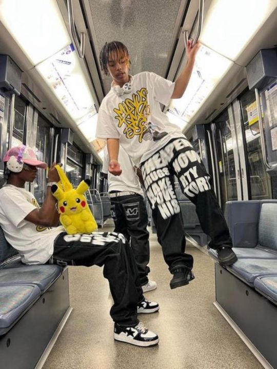 Baggy Jeans Letter Print Jeans Y2K Jeans Harajuku Hip Hop Letter