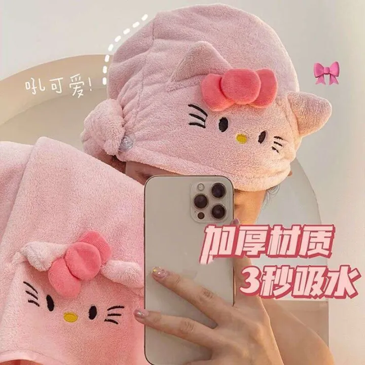 Hello%20Kltty%20Bath%20Female%20Towels%20Dry%20Hair%20Cap%20Two%20or%20Three%20Piece%20Set%20Cute%20Large%20Bathrobe%20Family%20Student%20Couple%20-%20Image%203