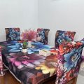 3D Print Dining table Cloth runner and 06 pieces chair cover Full Set 203. 