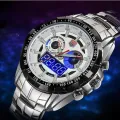 TVG watches genuine double display multifunction Mens Stainless steel waterproof luminous quartz watch male Mens Watch. 