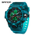 SANDA 6198 Fashionable Cool Night Light Dual Screen Multi functional Outdoor Sports Waterproof Men's Electronic Watch. 