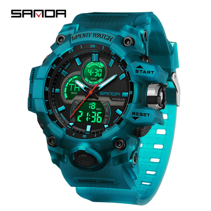 SANDA%206198%20Fashionable%20Cool%20Night%20Light%20Dual%20Screen%20Multi%20functional%20Outdoor%20Sports%20Waterproof%20Men's%20Electronic%20Watch%20-%20Image%203