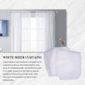 Window White Sheer Curtains 84 Inches Long 2 Panels Sheer White. 