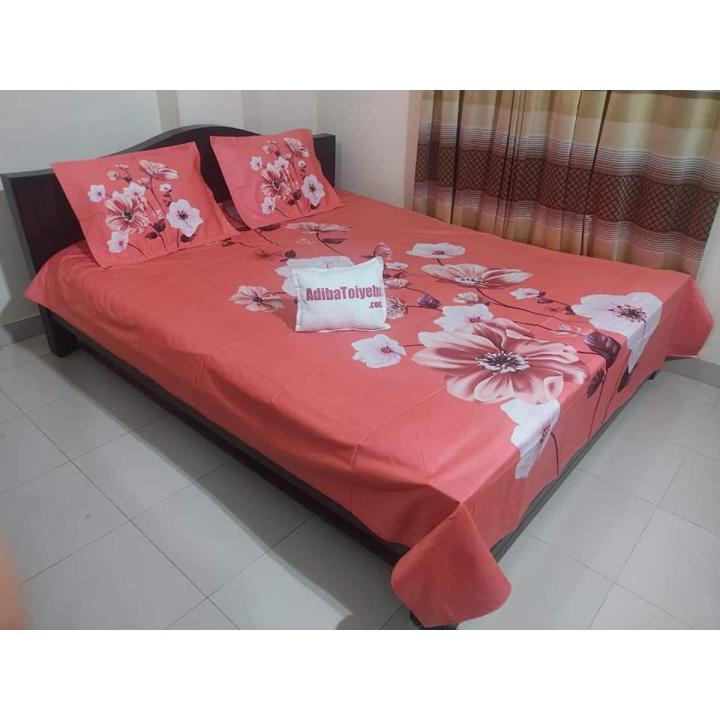Cotton Print 7.5/8.5 Feet Double King Size Bad sheet Set With Two ...