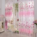 Voile Tulip Flower Rods Wear Floral Pattern Window Curtain Soft Sheer Voile Panel Drapes Curtains 1x2m For Bedroom Living Room. 