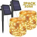 Outdoor Solar String Lights 1/2 Pack Waterproof Solar Powered Fairy Lights 8 Modes Solar Copper Wire Fairy Lights for Xmas Patio--1Pack-Purple--USB-3M 30LED.