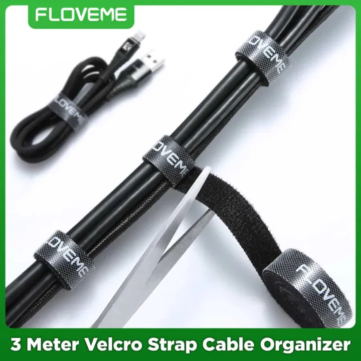 Floveme%203%20Meter%20Velcro%20Strap%20Cable%20Organizer%20Wire%20Winder%20Tool%20For%20Managing%20Earphone%20Headphone%20Mouse%20Keyboard%20Charging%20Cable%20Desktop%20PC%20Cable%20Management%20-%20Black%20-%20Image%203