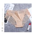 lace seamless women's underwear mid-waist breathable hip-lifting hollow women's briefs large version.