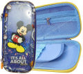 Qitong Micky Mouse blue 3D Pencil Case pencil Box with Compartments - Kids Large Capacity School Supply Organizer Students Stationery Box - Girls Boys Pen Pouch.