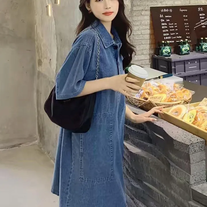 Large%20Size%20Loose%20Dress%20Summer%20Thin%20Denim%20Dress%20Mid-Length%20Korean%20Style%20Hong%20Kong%20Style%20High-End%20Pregnancy%20Can%20Also%20Be%20Worn%20-%20Image%204