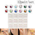 12 Pairs Medical Earrings Piercing Tool Ear Stud Surgical Steel Earrings Jewelry. 