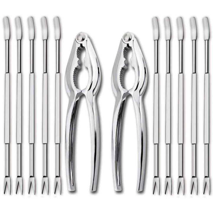 Sea Tool Kit,Stainless Steel Crab Leg Cracker and Forks Nut Cracker Shellfish Sheller 12Pcs