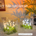LED illuminated Tulip Night Light Customizable Transparent Packaging Versatile Decor Handmade LED Light DIY Kit Handcrafted Flower Knows Box for Living Room Creative Gift Home Atmosphere Night. 