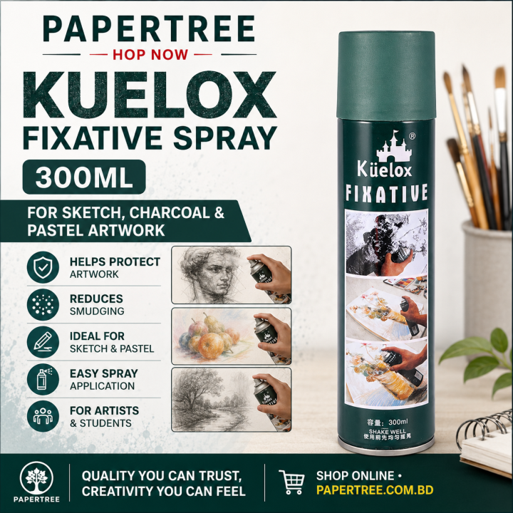 Kuelox Fixative Spray 300ml for Sketch, Charcoal & Pastel Drawing Artwork