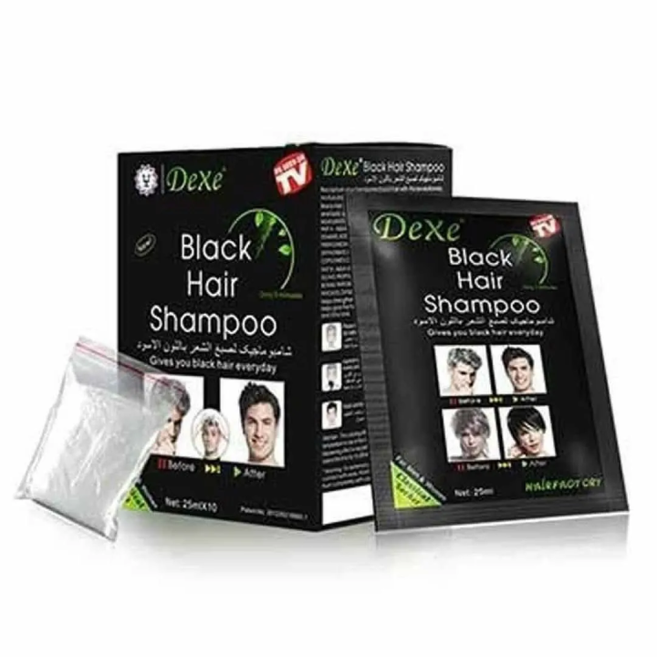 Dexe Black Hair Shampoo for Men and Womens 250 ml Box (10 packets)