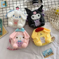 Sanrio Cute Cartoon Plush Diagonal Bag Plush Shoulder Kawaii Cinnamoroll Melody Kuromi Pom Pom Purin Girls Storage Bag. 