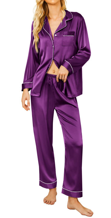 Ladies%20Pajamas%20Set%20Long%20Sleeve%20Soft%20Lounge%20Wear%20Silk%20Satin%20Pj%20-%20Image%206