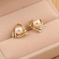 Trendy Fashionable Zinc Alloy Pearl Stud Earrings for Girls Simple Stylish - Earring for Women New Collection - Ear ring for Girls Simple Top.