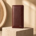 Zays Premium Full-Grain Leather Long Wallet for Men & Women, Slim Wallet 7.4 x 3.5 x 0.5 Inch, 6 Card Slots, Cash Compartment, Zipper Pocket, Mobile Holder Fits 6.9 Inch Phone, Formal & Casual Gift Wallet. 