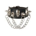 2022 Skull Star Heart Punk Gothic Rock Three Row Metal Stud Spikes Rivet Pu Leather Wristband Bangle Wide Cuff Bracelet Sarcasmsm. 
