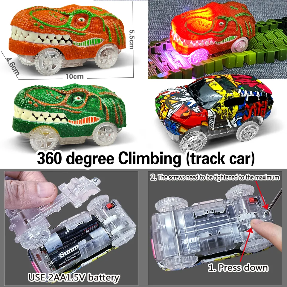 Magical Track Racing Cars With LED Lights DIY Plastic Racing Track
