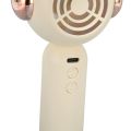 Handheld Fan Creamy White 3 Speed Mode Mist Spray USB Charge Base Design Mini Portable Fan for Home School Office ABS PP.