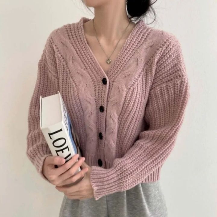 Button%20Front%20Cable%20Knit%20Cardigan%20Women's%20Vintage%20Long%20Sleeve%20Sweater%20Jacket%20Ladies%20Korean%20Fashion%20Autumn%20Winter%20Knitwear%20-%20Image%204