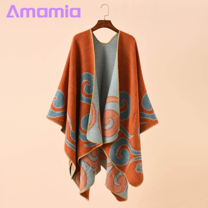 Amamia%20Women%20Autumn%20Cape%20Irregular%20Hem%20Contrast%20Color%20Fall%20Poncho%20-%20Image%2010