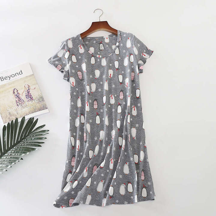 Knitted cute women's short sleeved pamas, summer style, oversized and fat added home pamas