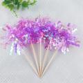 Wood Happy Birthday Cake Toppers Handmade DIY Shiny Cupcake Toppers Glitter 5Pcs Glitter Cake Decoration for Birthday celebrations Weddings Parties Cake decorating Gift giving.