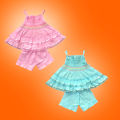 2 pieces Baby Girls Cotton Fency Frock set for cute baby dress (0-2 yers).