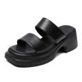 Heels, Thick Soles, Tall Sandals Summer Outwear, Heels 2023 New Fashion and High Sense Open Toe Genuine Leather Slippers for Women.