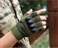 Hand Gloves Half Finger For Biker or motorcycle rider Army green.