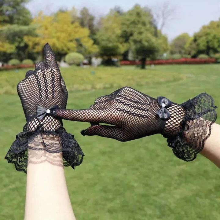 Lace Full Finger hand Gloves Net hand Gloves for women Lebas-E Tayibah