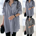 ZANZEA Korean Style Women Fashion Casual Lapel Shirt Button Down Striped Tops Blouse. 
