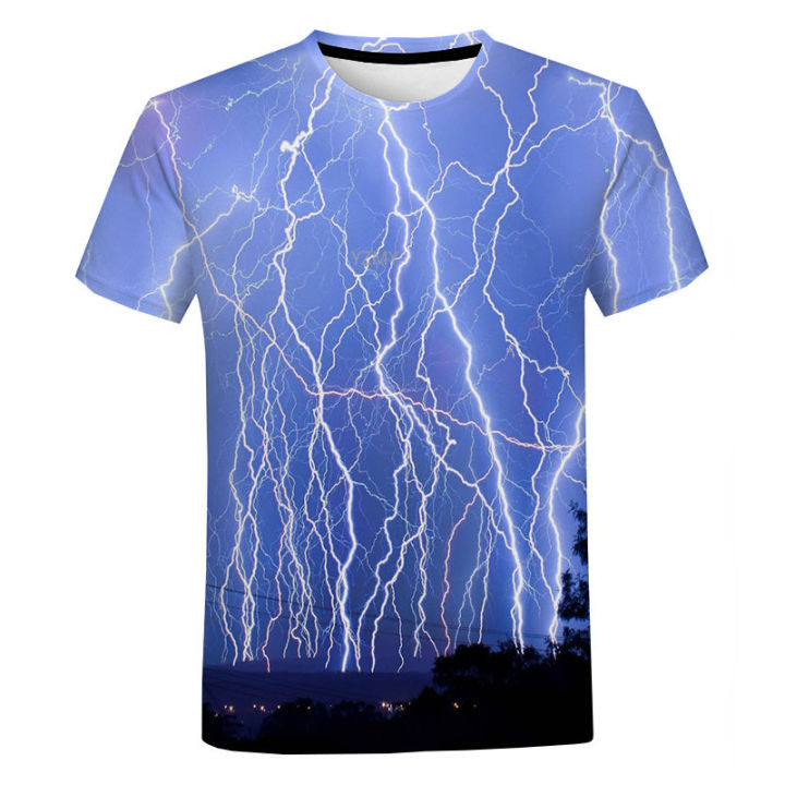 Summer 3D Digital Printed Lightning Cool T-Shirt New Men's Oversized Casual T Shirts for Men Short Sleeve Tee