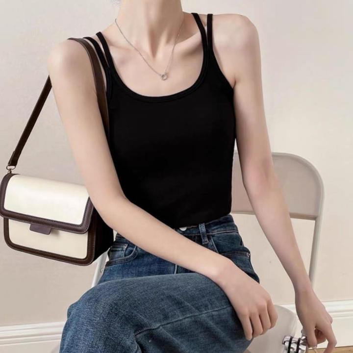 Women%20Camisole%20Vest%20Summer%20Sleeveless%20Cotton%20Bustier%20With%20Pads%20Soft%20Elastic%20Vest%20Top%20Thin%20Seamless%20Bralette%20Spice%20Girls%20Tank%20Top%20-%20Image%202