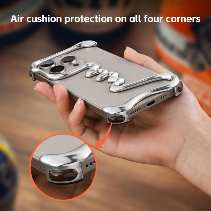 Metal%20Bare%20Frame%20Case%20for%20iPhone%2016%20Pro%20Max%20Racetrack%20Shaped%20Cool%20Design%20Aluminum%20Alloy%20Bumper%2015%20Pro%20Max%2014%20Plus%20Shockproof%20Grade%20Shell%20Borderless%20-%20Image%203