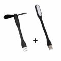 USB Fan Flexible Portable Mini Fan and USB LED Light Lamp For Power Bank & Notebook & Computer. 