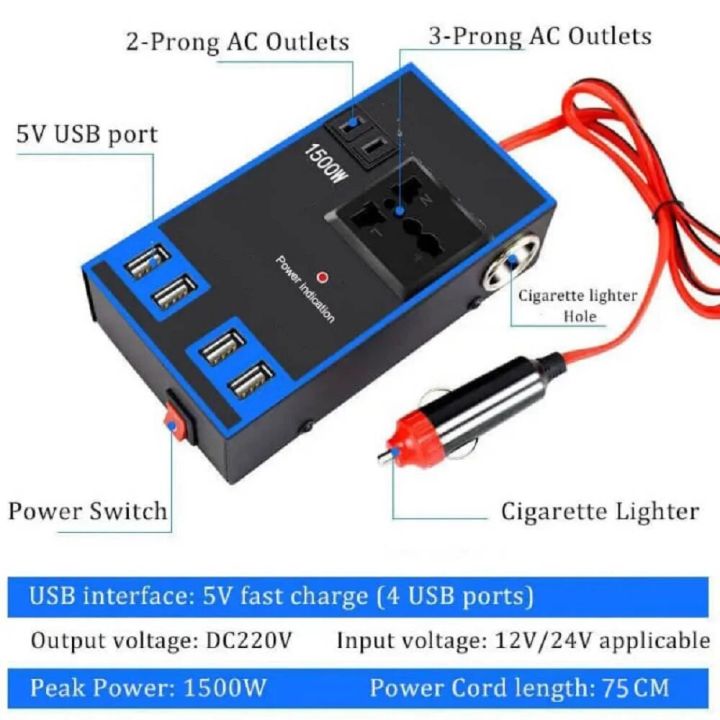 Car%20Power%20Inverter%201500W%2012V/24V%20To%20220V%20Socket%20Charger%20Adapter%20Converter%20Multifunctional%204%20USB%20Vehicle%20Inverter%20for%20Car%20Truck%20-%20Image%202