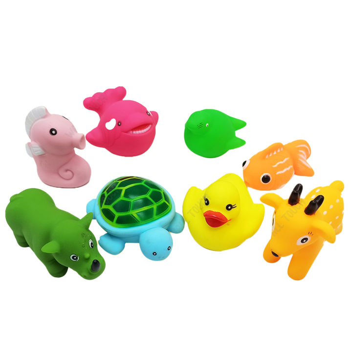 badgeSoft Rubber Sound Baby Wash Bath Play ANIMAL TOYS Set of 8pcs Fun  Bath Time Entertainment Easy to Use and Maintain 262gm