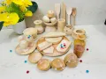 Wooden Kids Kitchen Play Set â 34pcs Wooden Cooking Toy | Safe & Non-Toxic Pretend Play Gift for Kids.