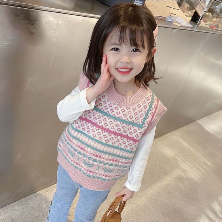 Girl's%20Knitted%20Vest%20Spring%20and%20Autumn%20Thin%20Vest%20Outer%20Wear%20Baby%20Korean%20Style%20Western%20Style%20Waistcoat%20Children's%20Autumn%20Sweater%20Vest%20Fashion%20-%20Image%203