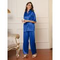Stylish Slumber: Women’s Silky Pajama Set for Cozy Nights. 