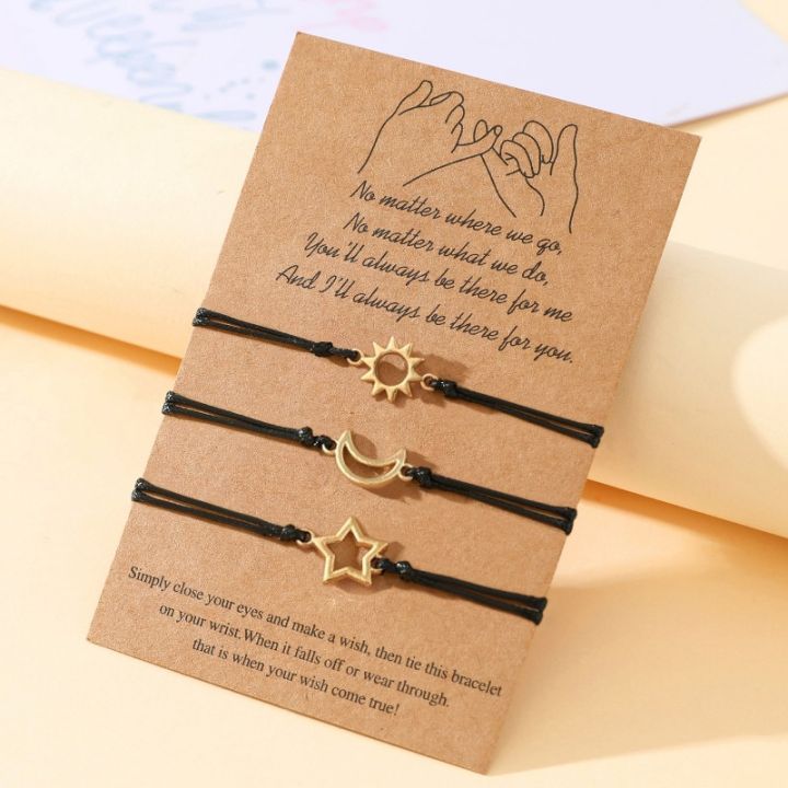 2024%20New%20Friendship%20Card%20Bracelet%20Fashionable%20and%20Personalized%20Alloy%20Oil%20Drop%20Sun%20Moon%20Star%20Wax%20Rope%20Woven%20Bracelet%203-piece%20Set%20-%20Image%203
